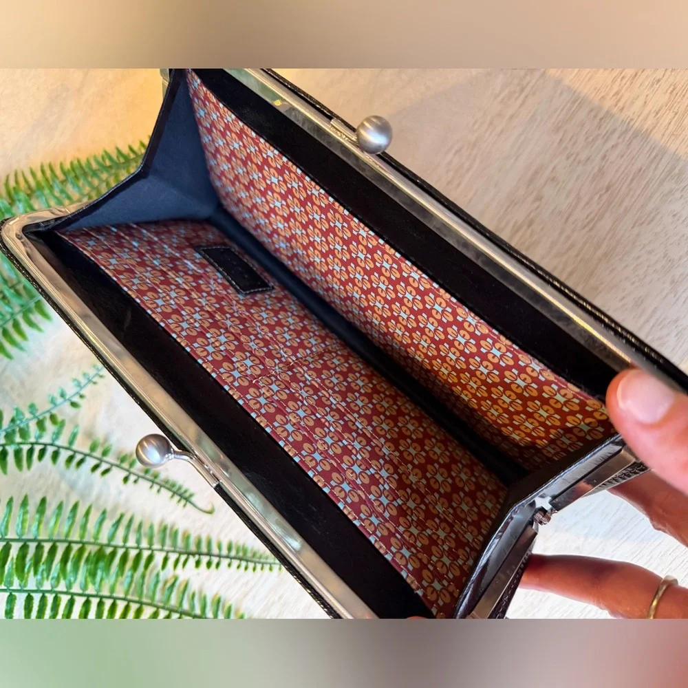 Fossil New Black Patent Leather Clutch Wallet